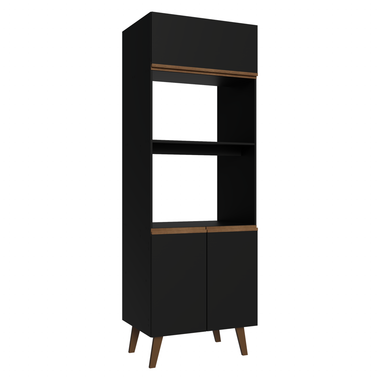 Mueble para Horno y Microondas 70 cm 3 Puertas Negro Pieta Madesa