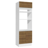 Mueble de cocina para Horno/ Microondas 70 cm Sin cajones 3 Puertas Glamy Blanco/Marrón