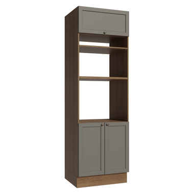 Mueble para Horno y Microondas 70 cm 3 Puertas Marrón/Gris Vik Madesa