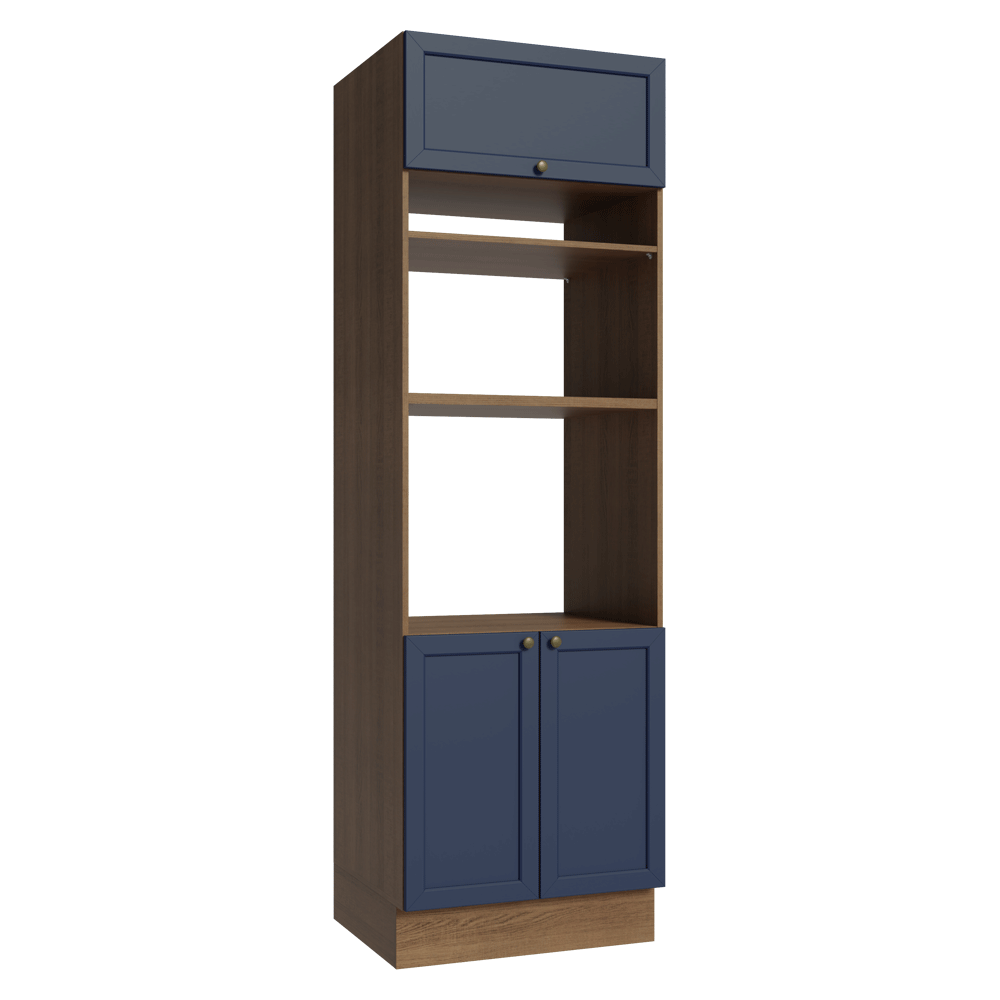Mueble de cocina para Horno/ microondas 70 cm 3 Puertas Marrón/Azul Vik Madesa