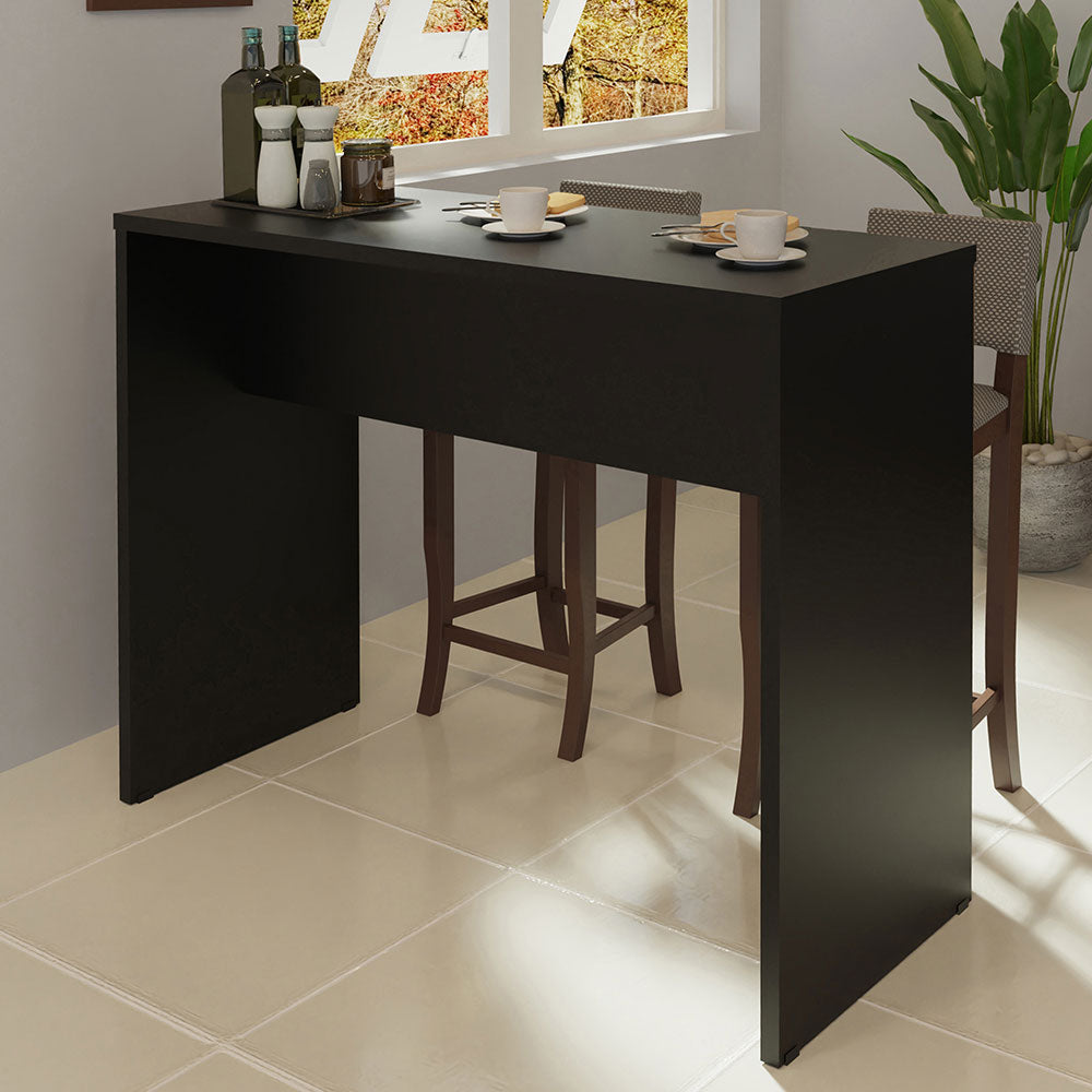 Isla de Cocina con Barra Desayunador 115cm Negro Madesa