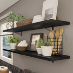 Kit 2 Estantes de Cocina Flotantes 80 cm Negro Madesa