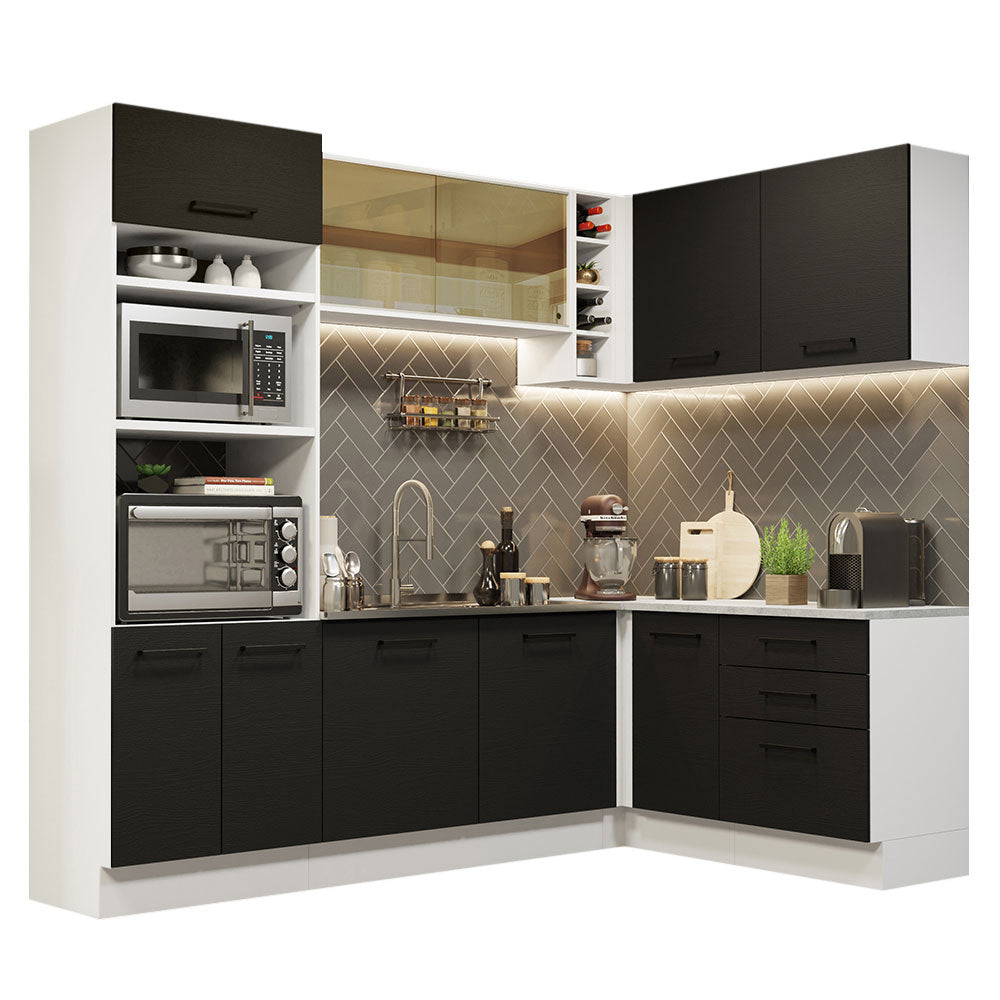 Combo completo de Cocina Esquinera 399cm Blanco/Negro Agata 01