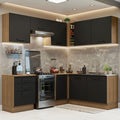 Combo completo de Cocina Esquinera 399 cm 8 Puertas 3 Cajones Sin Mesada Marrón/Negro Agata Madesa