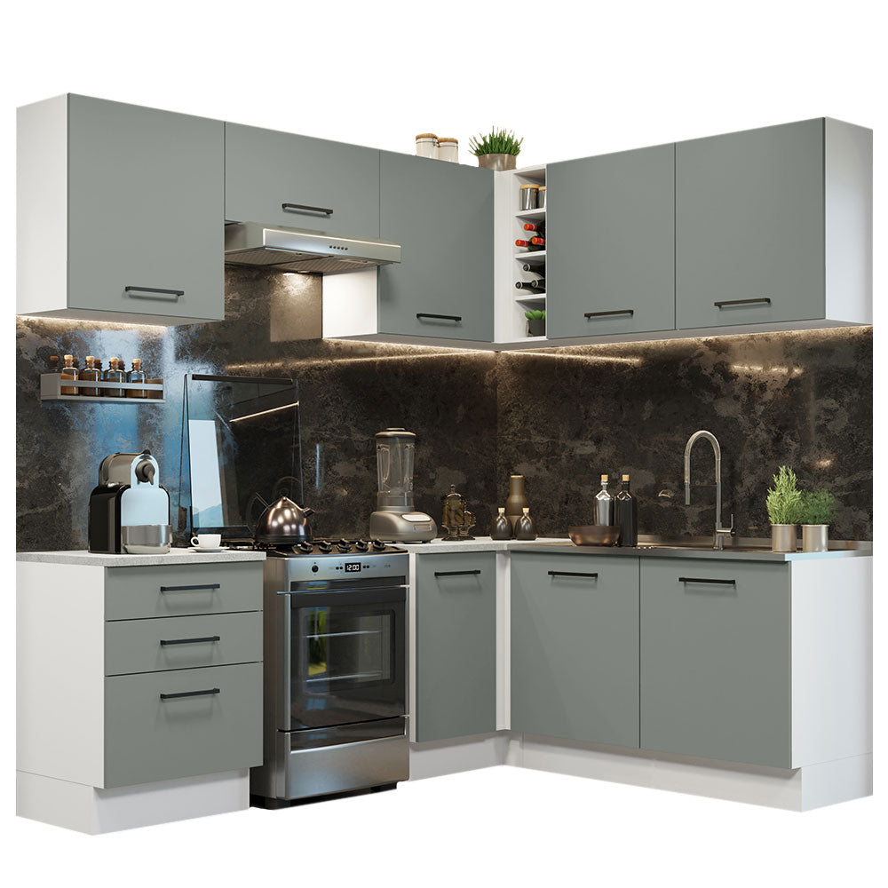 Combo completo de Cocina Esquinera 399cm Blanco/Gris Agata 02