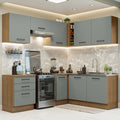 Combo completo de Cocina Esquinera 399 cm 8 Puertas 3 Cajones Sin Mesada Marrón/Gris Agata Madesa