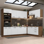 Combo completo de Cocina Esquinera 479 cm 13 Puertas 3 Cajones Sin Mesada Marrón/Blanco Agata Madesa
