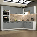 Combo completo de Cocina Esquinera 479 cm 13 Puertas 3 Cajones Sin Mesada Blanco/Gris Agata Madesa
