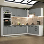 Combo completo de Cocina Esquinera 479 cm 13 Puertas 3 Cajones Sin Mesada Blanco/Gris Agata Madesa