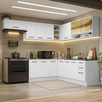 Combo completo de Cocina Esquinera 486 cm 13 Puertas 3 Cajones Sin Mesada Blanco Agata Madesa