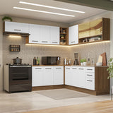 Combo completo de Cocina Esquinero 486cm Marrón/Blanco 60cm de Profundidad Agata Madesa 01