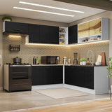 Combo Completo de Cocina Esquinera 486 cm Blanco/Negro 60 cm de Profundidad Agata Madesa 01