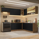 Combo Completo de Cocina Esquinera 486 cm Marrón/Negro 60 cm de Profundidad Agata Madesa 01