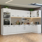 Combo completo de Cocina Esquinera 499 cm 14 Puertas 3 Cajones Sin Mesada Blanco Agata Madesa