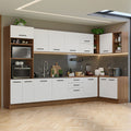 Combo completo de Cocina Esquinera 499 cm 14 Puertas 3 Cajones Sin Mesada Marrón/Blanco Agata Madesa
