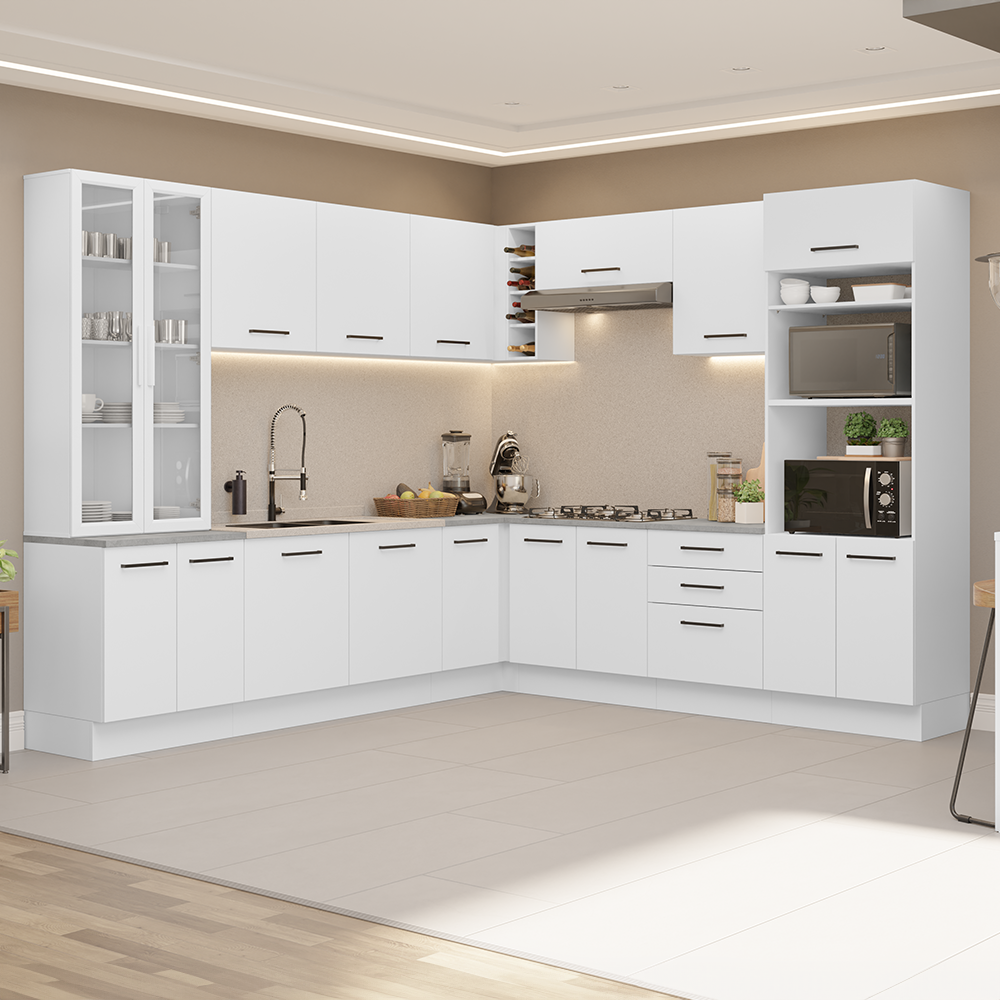 Combo completo de Cocina Esquinera con Cristalero 549 cm Madesa Agata BB 01