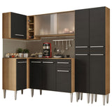 Combo completo de Cocina Esquinera Madesa Emilly 293cm Marrón/Negro 05