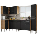 Combo completo de Cocina Esquinera Madesa Emilly 325cm Marrón/Negro 02