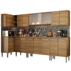Combo completo de Cocina Esquinera 357 cm 15 Puertas 1 Cajón Marrón Emilly Madesa 02