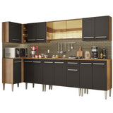 Combo completo de Cocina Esquinera Madesa Emilly 357cm Marrón/Negro 03