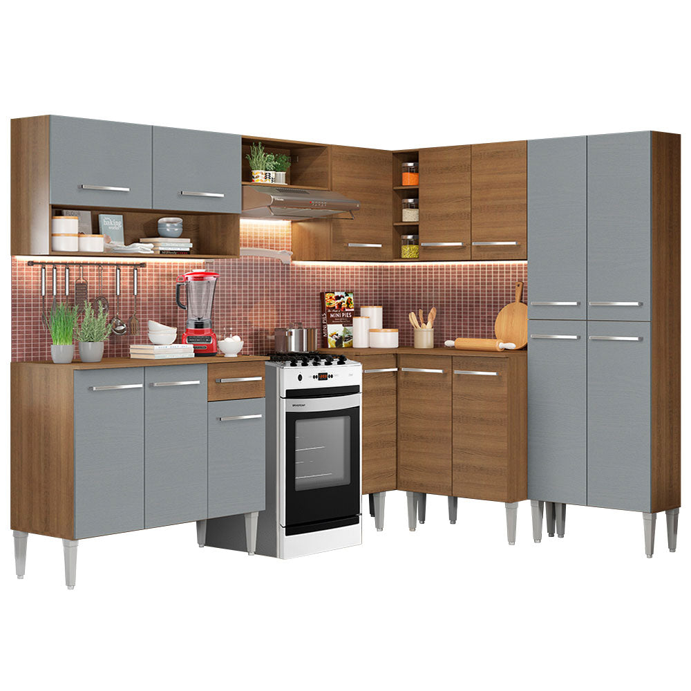 Combo completo de Cocina Esquinera Madesa Emilly 417cm Ice MG