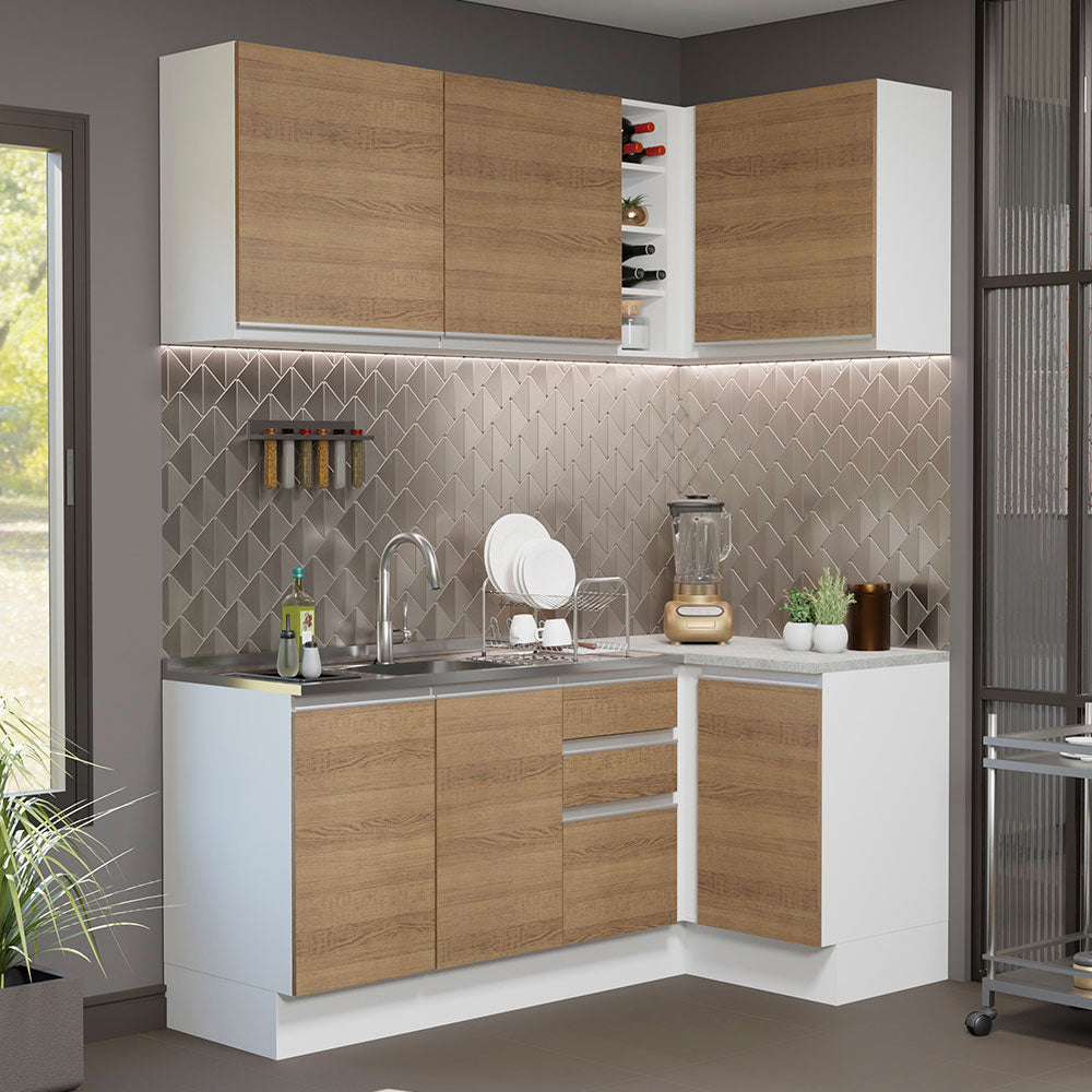 Combo completo de Cocina Esquinera 269cm Glamy Madesa 01 B/M