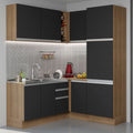 Combo completo de Cocina Esquinera 329 cm 9 Puertas 3 Cajones Sin Mesada Marrón/Negro Glamy Madesa