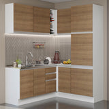 Combo completo de Cocina Esquinera Madesa 329cm Blanco Glamour 01 Blanco/Marrón