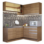 Combo completo de Cocina Esquinera 329 cm 7 Puertas 3 Cajones Sin Mesada Marrón Glamy Madesa