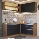 Combo completo de Cocina Esquinera 329cm Glamy Madesa 02 Marrón/Negro