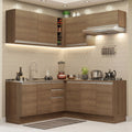 Combo completo de Cocina Esquinera 349 cm 9 Puertas 3 Cajones Sin Mesada Marrón Glamy Madesa 03