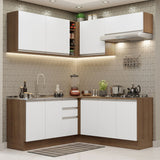 Combo completo de Cocina Esquinera 349cm Marrón/Blanco Glamy Madesa 03