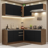 Combo completo de Cocina Esquinera 349cm Marrón/Negro Glamy Madesa 03