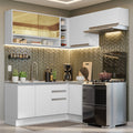 Combo completo de Cocina Esquinera 349 cm 7 Puertas 3 Cajones Sin Mesada Blanco Glamy Madesa