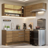 Combo completo de Cocina Esquinera 349cm Marrón Glamy Madesa 06