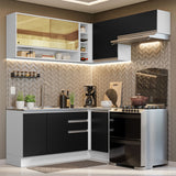 Combo completo de Cocina Esquinera 349cm Blanco/Negro Glamy Madesa 06