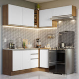 Combo completo de Cocina Esquinera 349cm Marrón/Blanco Glamy Madesa 07