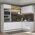 Combo completo de Cocina Esquinera 399 cm 10 Puertas 3 Cajones Sin Mesada Blanco Glamy Madesa
