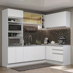 Combo completo de Cocina Esquinera 399 cm 10 Puertas 3 Cajones Sin Mesada Blanco Glamy Madesa