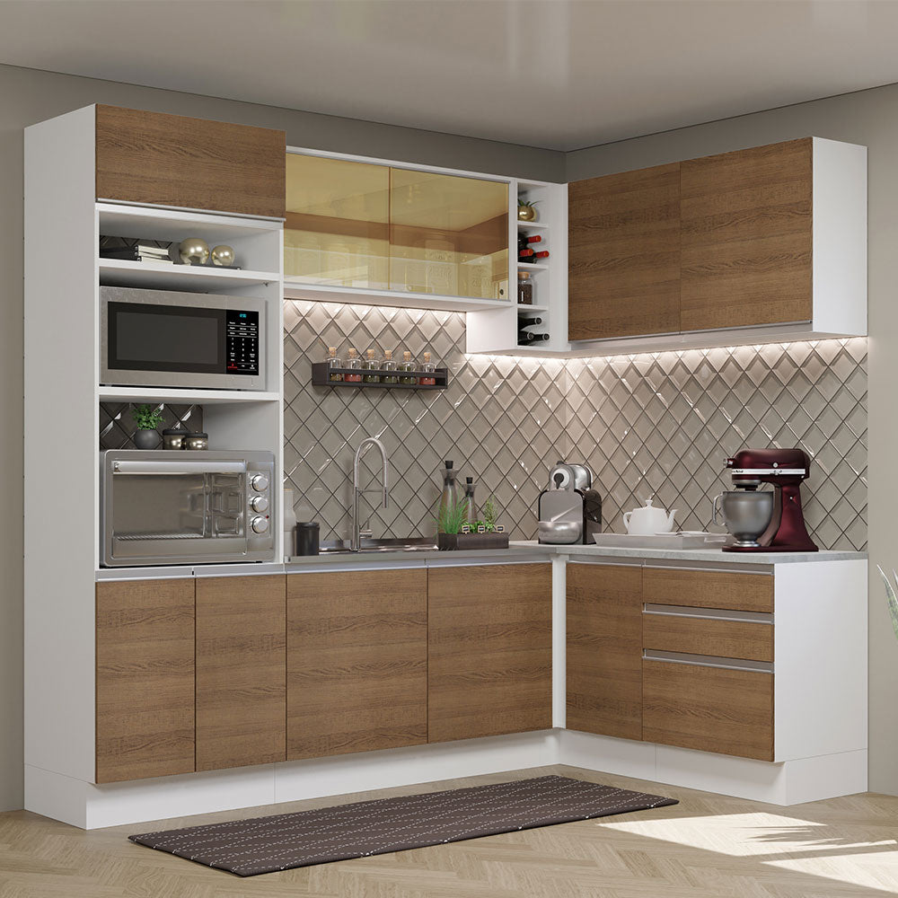 Combo completo de Cocina Esquinera 399cm Glamy Madesa 02 Marrón/Blanco