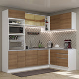 Combo completo de Cocina Esquinera 399cm Glamy Madesa 02 Marrón/Blanco