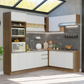 Combo completo de Cocina Esquinera 419 cm 12 Puertas 3 Cajones Sin Mesada Marrón/Blanco Glamy Madesa