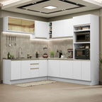 Combo completo de Cocina Esquinera 459 cm 13 Puertas 3 Cajones Sin Mesada Blanco Glamy Madesa