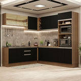 Combo completo de Cocina Esquinera 459cm Glamy Madesa 01 Marrón/Negro