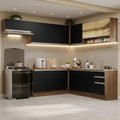 Combo completo de Cocina Esquinera 469 cm 13 Puertas 3 Cajones Sin Mesada Marrón/Negro Glamy Madesa
