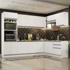 Combo completo de Cocina Esquinera 479 cm 13 Puertas 3 Cajones Sin Mesada Blanco Glamy Madesa