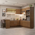 Combo completo de Cocina Esquinera 504 cm 14 Puertas 3 Cajones Sin Mesada Marrón Glamy Madesa