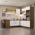 Combo completo de Cocina Esquinera 504 cm 14 Puertas 3 Cajones Sin Mesada Marrón/Blanco Glamy Madesa