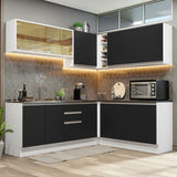 Combo Completo de Cocina Esquinera 100% MDF 409 cm Frentes Blanco Brillante Acordes Madesa 01