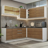 Combo Completo de Cocina Esquinera 100% MDF 389 cm Blanco/Marrón Acordes Madesa 02